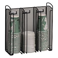 Onyx Breakroom Organizers, 3 Compartments, 12.75 x 4.5 x 13.25, Steel Mesh, Black (3292BL)