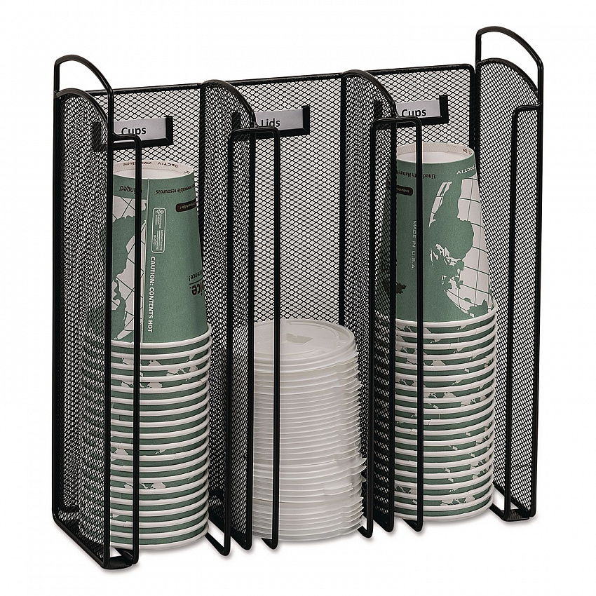 Onyx Breakroom Organizers, 3 Compartments, 12.75 x 4.5 x 13.25, Steel Mesh, Black (3292BL)