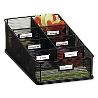 Onyx Breakroom Organizers, 7 Compartments, 16 x 8.5 x 5.25, Steel Mesh, Black (3291BL)