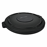 BRUTE Self-Draining Flat Top Lids for 55 gal Round BRUTE Containers, 27.64" Diameter, Black, 3/Carton (1779738)