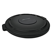 BRUTE Self-Draining Flat Top Lids for 55 gal Round BRUTE Containers, 27.64" Diameter, Black, 3/Carton (1779738)