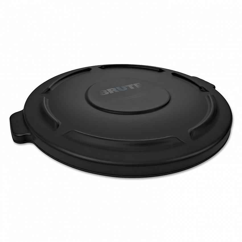 BRUTE Self-Draining Flat Top Lids for 55 gal Round BRUTE Containers, 27.64" Diameter, Black, 3/Carton (1779738)