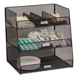 Safco Onyx Breakroom Organizers, 3 Compartments,14.625x11.75x15, Steel Mesh, Black (3293BL)