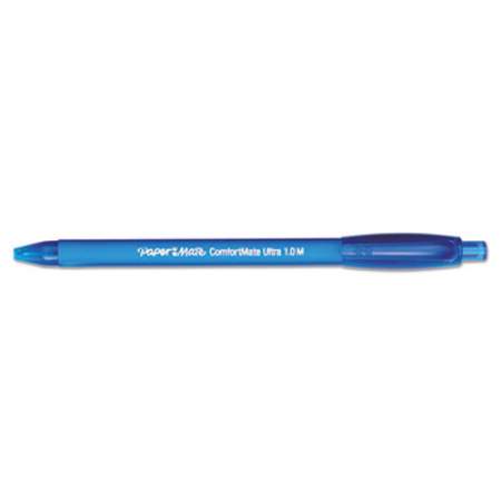 Paper Mate ComfortMate Ultra Ballpoint Pen, Retractable, Medium 1 mm, Blue Ink, Blue Barrel, Dozen (6310187)