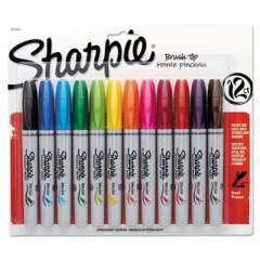 Sharpie Brush Tip Permanent Marker, Medium Brush Tip, Assorted Colors, 12/Set (1810704)