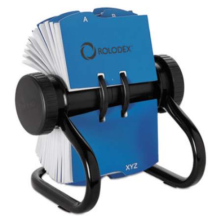 Rolodex Open Rotary Business Card File with 24 Guides, Holds 400 2.63 x 4 Cards, 6.5 x 5.61 x 5.08, Metal, Black (67236)