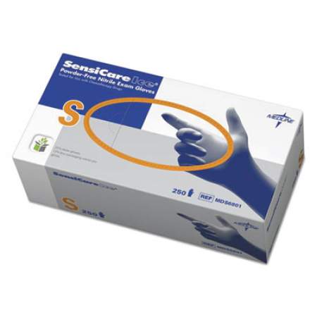 Medline Sensicare Ice Nitrile Exam Gloves, Powder-Free, Small, Blue, 250/Box (MDS6801)