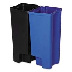 Rubbermaid Commercial Step-On Rigid Dual Liner for Stainless End Step, Plastic, 8 gal, Black/Blue (1902007)