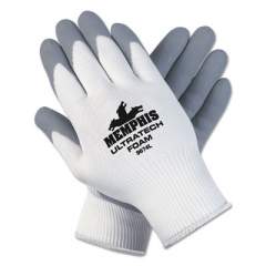 MCR Safety Ultra Tech Foam Seamless Nylon Knit Gloves, Large, White/Gray, 12 Pair/Dozen (9674L)