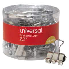 Universal Binder Clips in Dispenser Tub, Small, Silver, 40/Pack (11240)