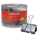 Universal Binder Clips in Dispenser Tub, Large, Black/Silver, 12/Pack (11112)