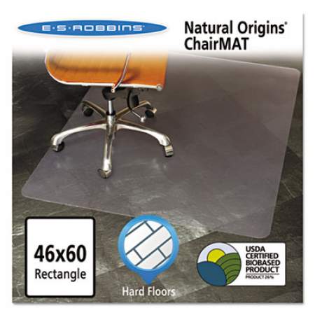ES Robbins Natural Origins Chair Mat for Hard Floors, 46 x 60, Clear (143022)