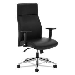 HON Define Executive High-Back Leather Chair, Supports 250 lb, 17" to 21" Seat Height, Black Seat/Back, Polished Chrome Base (VL108SB11)
