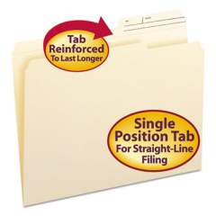 Smead Reinforced Guide Height File Folders, 2/5-Cut Printed Tab, Right of Center, Letter Size, Manila, 100/Box (10388)