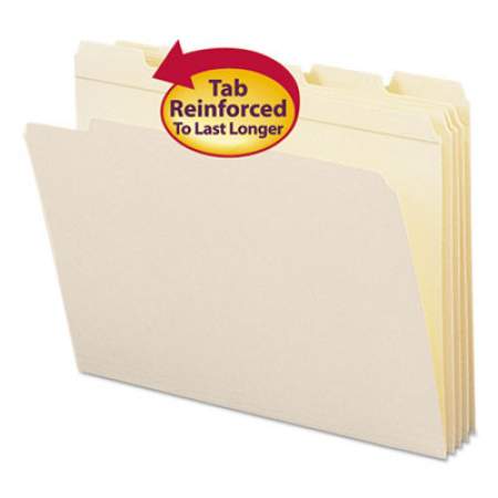 Smead Reinforced Tab Manila File Folders, 1/5-Cut Tabs, Letter Size, 11 pt. Manila, 100/Box (10356)