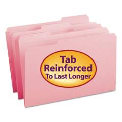 Smead Reinforced Top Tab Colored File Folders, 1/3-Cut Tabs, Legal Size, Pink, 100/Box (17634)
