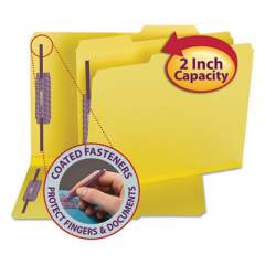 Smead Colored Pressboard Folders with Two SafeSHIELD Coated Fasteners, 1/3-Cut Tabs, Letter Size, Yellow, 25/Box (14939)