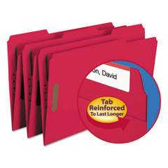 Smead Top Tab Colored 2-Fastener Folders, 1/3-Cut Tabs, Legal Size, Red, 50/Box (17740)
