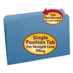 Smead Reinforced Top Tab Colored File Folders, Straight Tab, Legal Size, Blue, 100/Box (17010)