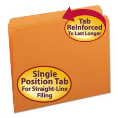 Smead Reinforced Top Tab Colored File Folders, Straight Tab, Letter Size, Orange, 100/Box (12510)