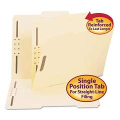 Smead Top Tab 2-Fastener Folders, 2/5-Cut Tabs, Right of Center, Letter Size, 11 pt. Manila, 50/Box (14580)