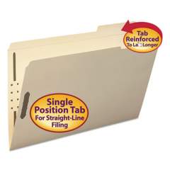 Smead Top Tab 2-Fastener Folders, 1/3-Cut Tabs, Right Position, Legal Size, 11 pt. Manila, 50/Box (19538)