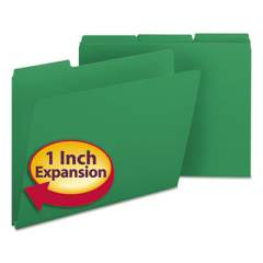 Smead Expanding Recycled Heavy Pressboard Folders, 1/3-Cut Tabs, 1" Expansion, Letter Size, Green, 25/Box (21546)