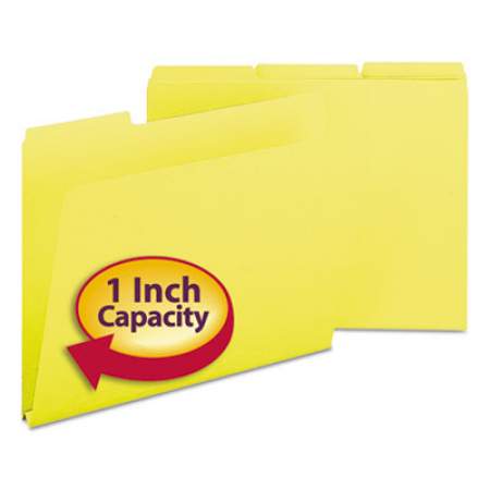 Smead Expanding Recycled Heavy Pressboard Folders, 1/3-Cut Tabs, 1" Expansion, Letter Size, Yellow, 25/Box (21562)