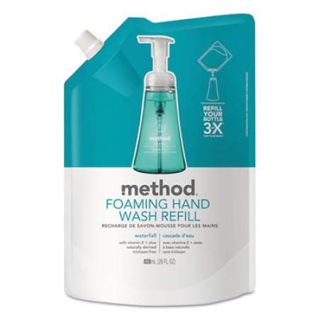 Method Foaming Hand Wash Refill, Waterfall, 28 oz Pouch, 6/Carton (01366)