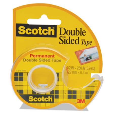 Scotch Double-Sided Permanent Tape in Handheld Dispenser, 1" Core, 0.5" x 20.83 ft, Clear (136)
