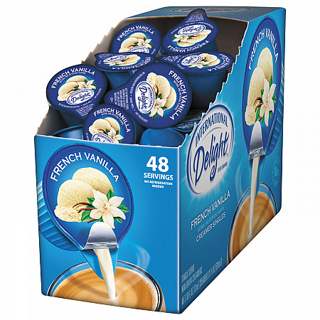 Flavored Liquid Non-Dairy Coffee Creamer, French Vanilla, 0.44 oz Mini Cups, 48/Box (02282)
