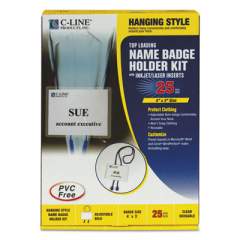C-Line Name Badge Kits, Top Load, 4 x 3, White, Blue Bolo Cord, 25/Box (96053)