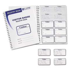 C-Line Visitor Badges with Registry Log, 3 5/8 x 1 7/8, White, 150 Badges/Box (97030)