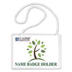 C-Line Specialty Name Badge Holder Kits, 4 x 3, Horizontal Orientation, White, 50/Box (97043)