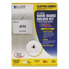 C-Line Name Badge Kits, Top Load, 4 x 3, Clear, Combo Clip/Pin, 50/Box (95743)