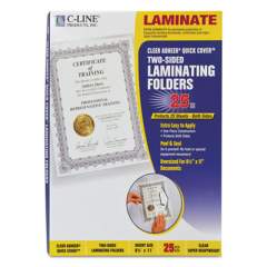 C-Line Quick Cover Laminating Pockets, 12 mil, 9.13" x 11.5", Gloss Clear, 25/Box (65187)