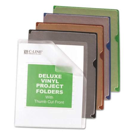 C-Line Deluxe Vinyl Project Folders, Letter Size, Assorted Colors, 35/Box (62150)