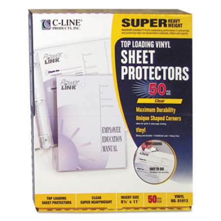 C-Line Super Heavyweight Vinyl Sheet Protectors, Clear, 2 Sheets, 11 x 8 1/2, 50/BX (61013)