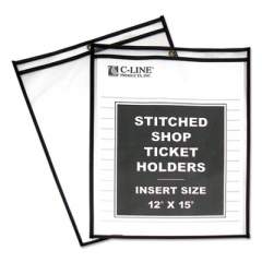C-Line Shop Ticket Holders, Stitched, Both Sides Clear, 75", 12 x 15, 25/BX (46125)