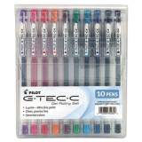 Pilot G-TEC-C Ultra Gel Pen with Convenience Pouch, Stick, Extra-Fine 0.4 mm, Assorted Ink Colors, Clear Barrel, 10/Pack (35484)