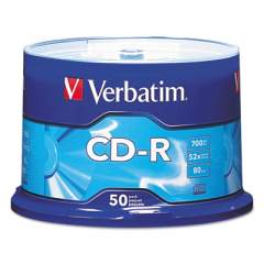 Verbatim CD-R Recordable Disc, 700 MB/80min, 52x, Spindle, Silver, 50/Pack (94691)