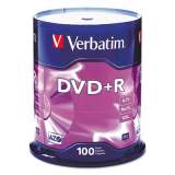 Verbatim DVD+R Recordable Disc, 4.7 GB, 16x, Spindle, Silver, 100/Pack (95098)