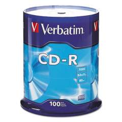 Verbatim CD-R Recordable Disc, 700 MB/80 min, 52x, Spindle, Silver, 100/Pack (94554)