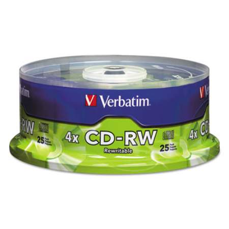 Verbatim CD-RW Rewritable Disc, 700 MB/80 min, 4x, Spindle, Silver, 25/Pack (95169)