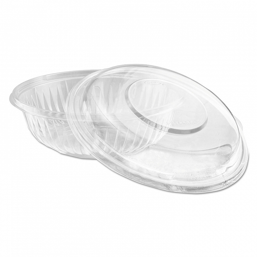 PresentaBowls Bowl/Lid Combo-Paks, 24 oz, 7.25" Diameter x 2.38" h, Clear, Plastic, 63/Pack, 2 Pack/Carton (PET24BCD)