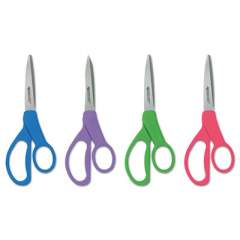 Westcott Student Scissors with Antimicrobial Protection, Pointed Tip, 7" Long, 3" Cut Length, Randomly Assorted Straight Handles (14231)