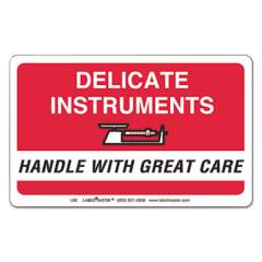 LabelMaster Shipping and Handling Self-Adhesive Labels, DELICATE INSTRUMENTS, HANDLE WITH CARE, 2.25 x 4, Red/White, 500/Roll (L86)