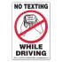 LabelMaster No Texting Self-Adhesive Labels, NO TEXTING WHILE DRIVING, 6.5 x 4.5, White/Black/Red, 500/Roll (RT30)