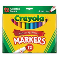 Crayola Non-Washable Marker, Broad Bullet Tip, Assorted Classic Colors, Dozen (587712)