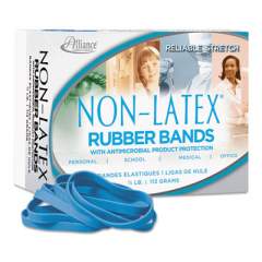 Alliance Antimicrobial Non-Latex Rubber Bands, Size 64, 0.04" Gauge, Cyan Blue, 4 oz Box, 95/Box (42649)